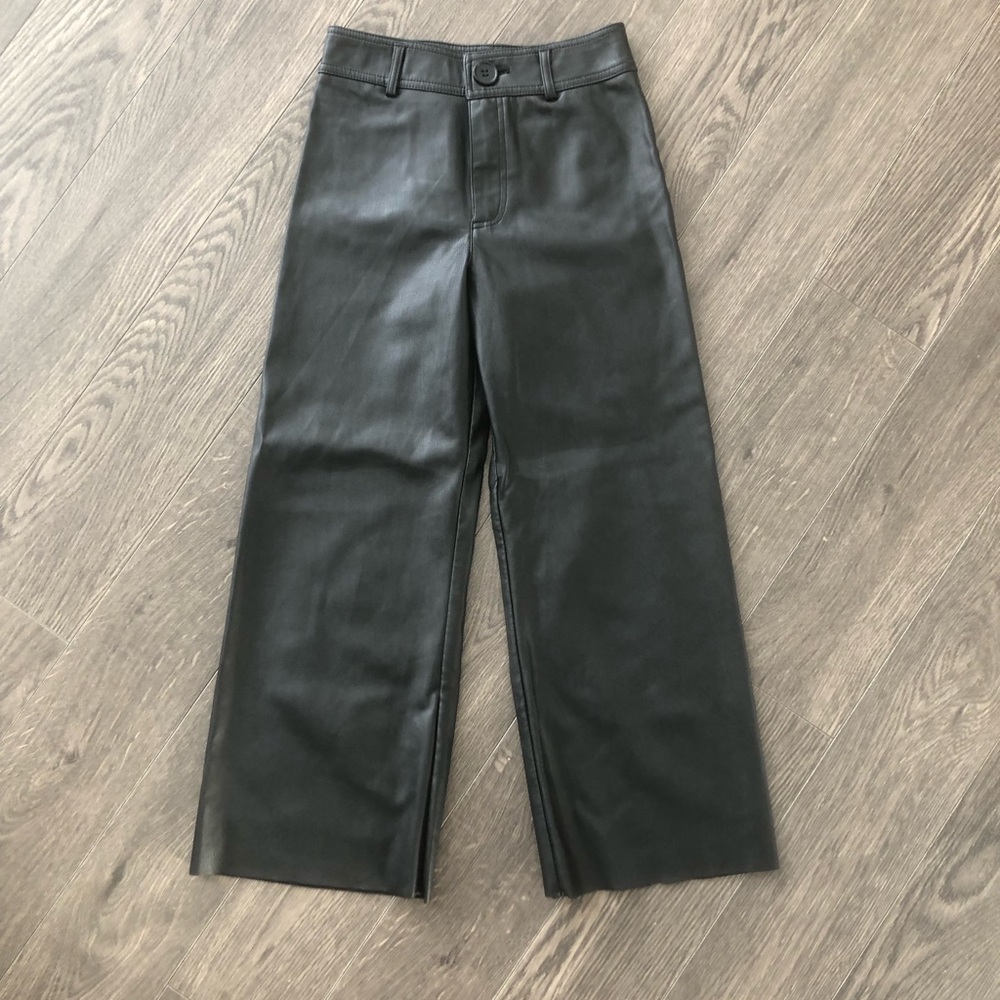 Zara Black‎ Faux Leather Wide Leg Pants | Size 10